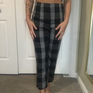 Plaid straight leg pants